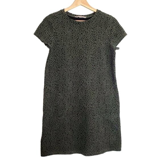 Loft Small Petite SP Green Black Textured Sheath Dress Pockets Short sleeve - Picture 1 of 10